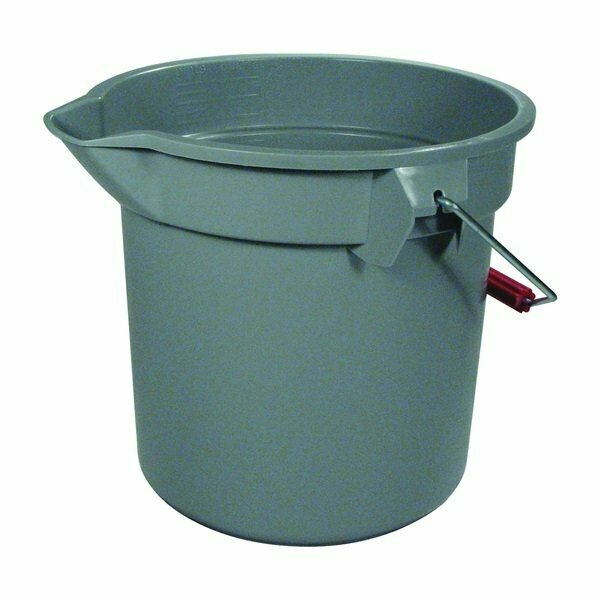 Rubbermaid Roughneck 261400GRAY Bucket with Pour Spout, 14 qt Capacity, 12 in Dia, Polyethylene, Gray RCP261400GY